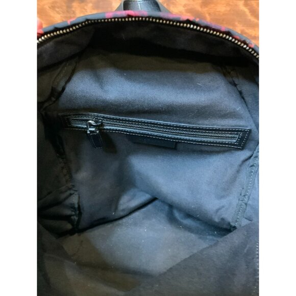 Givenchy Unisex Red Black Rose Floral Foliage Nylon Backpack W/ Leather Straps - Picture 10 of 11